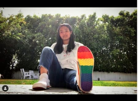 Amai with rainbow shoes